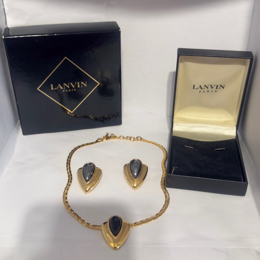 Lanvin Gold Plated and Black Necklace Set